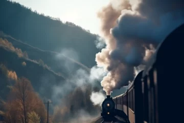 Photo sur Plexiglas Viaduc de Landwasser view of a train passing through the mountains