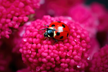 Intriguing Encounter: Ladybug and Petals