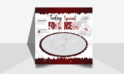 Flat web banner vector design. Post design layout with modern design. Restaurant food menu social media post design. Unique clean advertising design. 