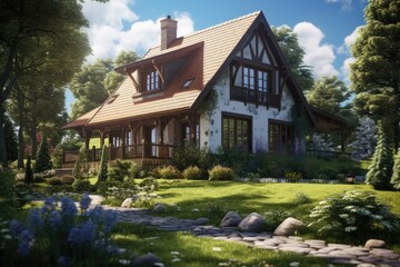 Dreamy Vintage House in a Village - Countryside Rustic Home - AI Generated