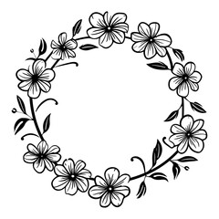 Fototapeta na wymiar Wreath of wild flowers, Botanical wedding frames with flowers and leaves elements.