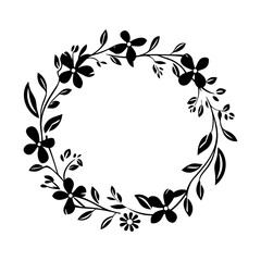 Wreath of wild flowers, Botanical wedding frames with flowers and leaves elements.