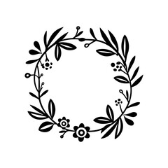 Obraz premium Wreath of wild flowers, Botanical wedding frames with flowers and leaves elements.