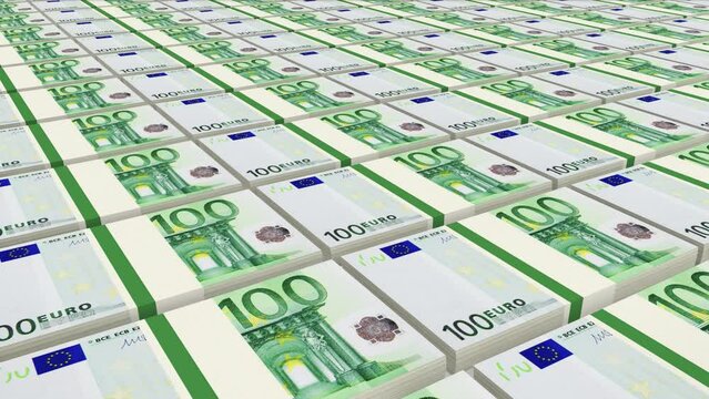 100 euro banknotes in a 3D animation