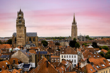 BRUGES, BELGIUM amazing historic city that enchants tourists visitors with its picturesque canals historic medieval architecture towers and medieval charmand tour The Bruges horsecar 
