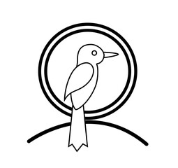 Black and white linear logo, bird. The concept of a logo with a bird.