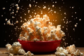 Popcorn in a bowl. Generative AI