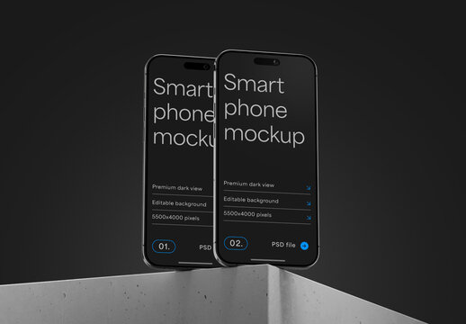 Dark Smartphone Mockup for App UI and Mobile Design