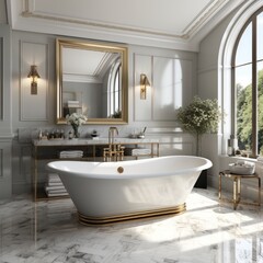 3D rendering of a luxurious bathroom PNG Cutout, Generative AI