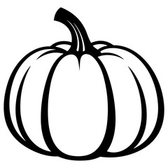 Pumpkin silhouette, Black and White Pumpkin, Halloween or Thanksgiving line art.
