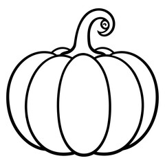 Pumpkin silhouette, Black and White Pumpkin, Halloween or Thanksgiving line art.
