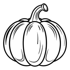 Pumpkin silhouette, Black and White Pumpkin, Halloween or Thanksgiving line art.
