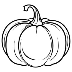 Pumpkin silhouette, Black and White Pumpkin, Halloween or Thanksgiving line art.

