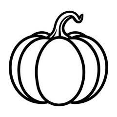 Pumpkin silhouette, Black and White Pumpkin, Halloween or Thanksgiving line art.
