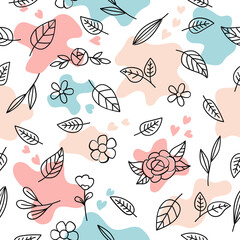 Memphis floral seamless pattern illustration