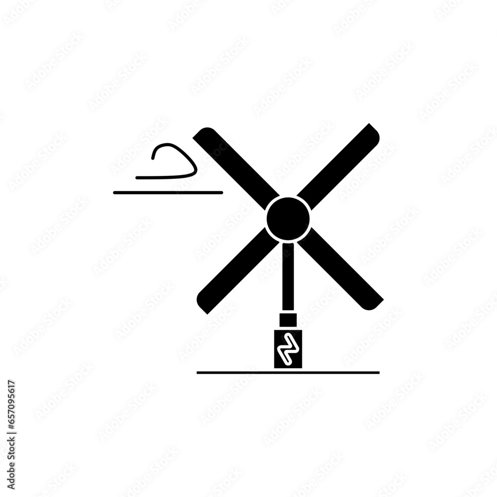 Aufkleber Wind turbine generator or windmill in black fill silhouette icon. Vector illustration design element template in trendy and unique style. Editable graphic resources for your creativity project.