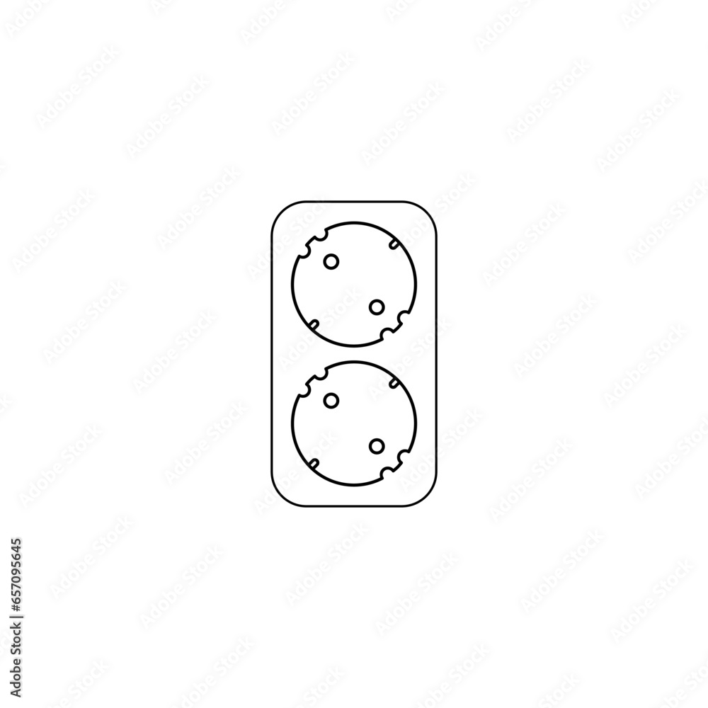 Aufkleber electric socket or double port power socket in outline icon. vector illustration design element temp