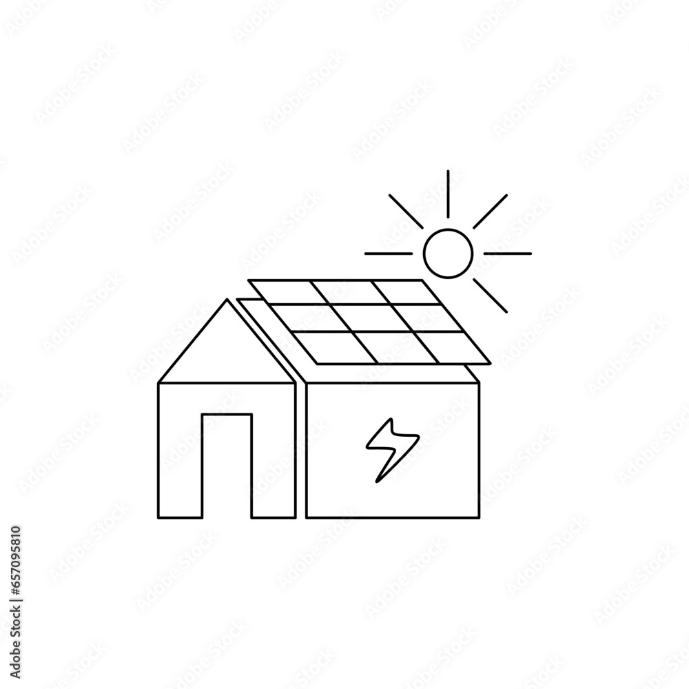 Poster solar house in outline icon. vector illustration design element template in trendy and unique style.