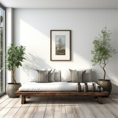 3D rendering of a minimalistic living room PNG Cutout, Generative AI