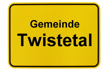 Illustration eines Ortsschildes der Gemeinde Twistetal in Hessen