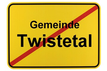 Illustration eines Ortsschildes der Gemeinde Twistetal in Hessen