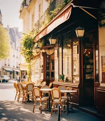 Gordijnen Paris street cafes, cafe, arrondissements. Generated AI © francodelgrando