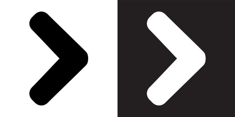 Right arrow icon vector. Arrow next icon sign symbol  in trendy flat style. Right arrow vector icon illustration isolated on  white and black background