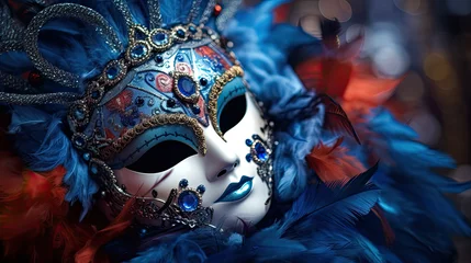 Tuinposter venetian carnival mask close up © reddish