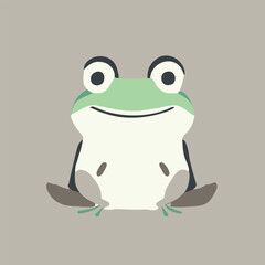 Cartoon line frog, flat style