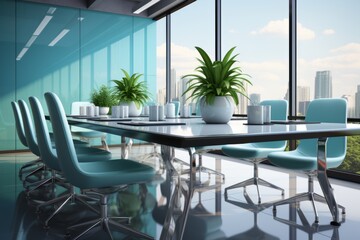 3D rendering of a sleek corporate boardroom PNG Cutout, Generative AI