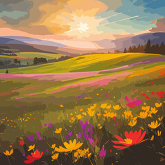 Nature's Palette Unleashed: A Vibrant and Scenic Landscape Background