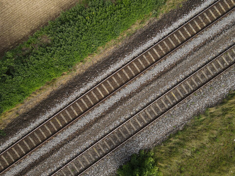 Railroad tracks in the landscape 