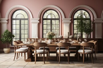 Fototapeta na wymiar 3D rendering of a traditional Italian-inspired dining room PNG Cutout, Generative AI.