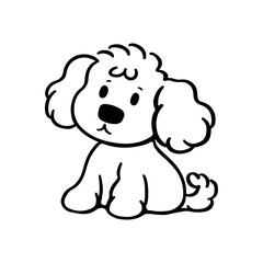 Cute Simple outline line art dog logo on isolated white background design for pet shop, store, vector doodle puppy