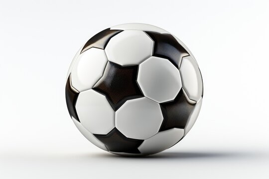 A black and white football in star pattern isolated on white surface