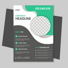 A4 business flyer template design, corporate brochure, marketing flyer, advertising flyer template design with mockup