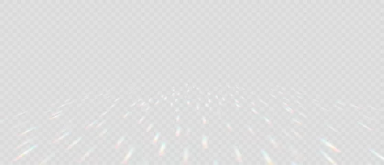Foto op Canvas Rainbow Prism Light Effect. Crystal Flare Leak Shadow Overlay on transparent Backdrop. Optical rainbow lights, glare, leak, streak overlay. Vector colorful vector lenses and light flares. © David