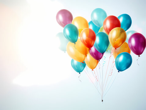 Person Floating In The Air With Balloons
