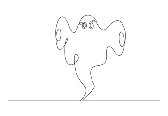 Halloween Ghost continuous one line drawing. One line art of ghost. Isolated on white background vector illustration. Premium vector. 