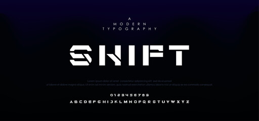 Shift Unique and elegant alphabets display font vector - obrazy, fototapety, plakaty