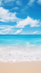 Fototapeta na wymiar Dreamy beach with blurred ocean waves and sky