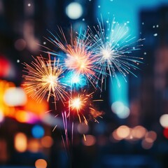 Fototapeta premium Blurred fireworks in vibrant colors