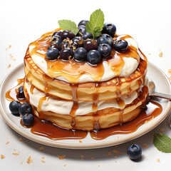 watercolor Pancakes Clipart, Generative Ai