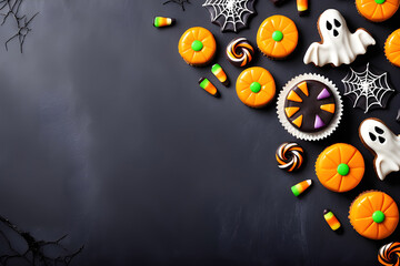 Halloween sweets and treats background