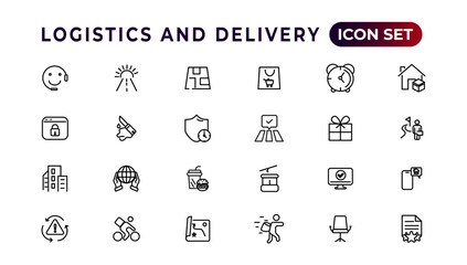 Logistics and delivery linear icons collection.Set of thin line web icon set, simple outline icons collection, Pixel Perfect icons, Simple vector illustration.