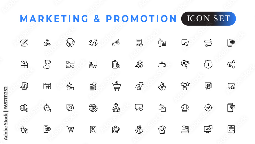 Poster marketing and promotion linear icons collection.set of thin line web icon set, simple outline icons 