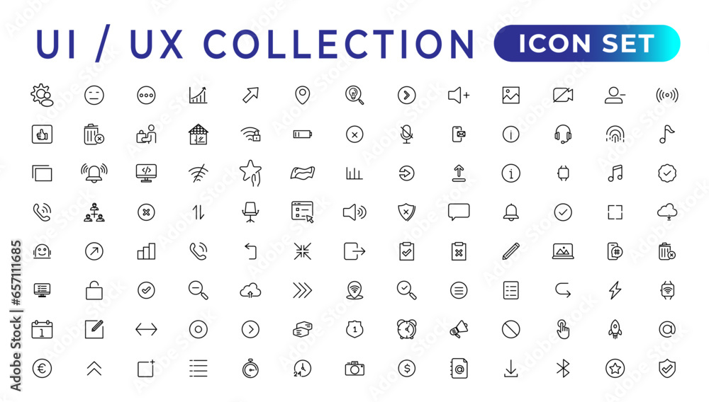 Aufkleber mega set of ui ux icon set, user interface iconset collection.set of thin line web icon set, simple 