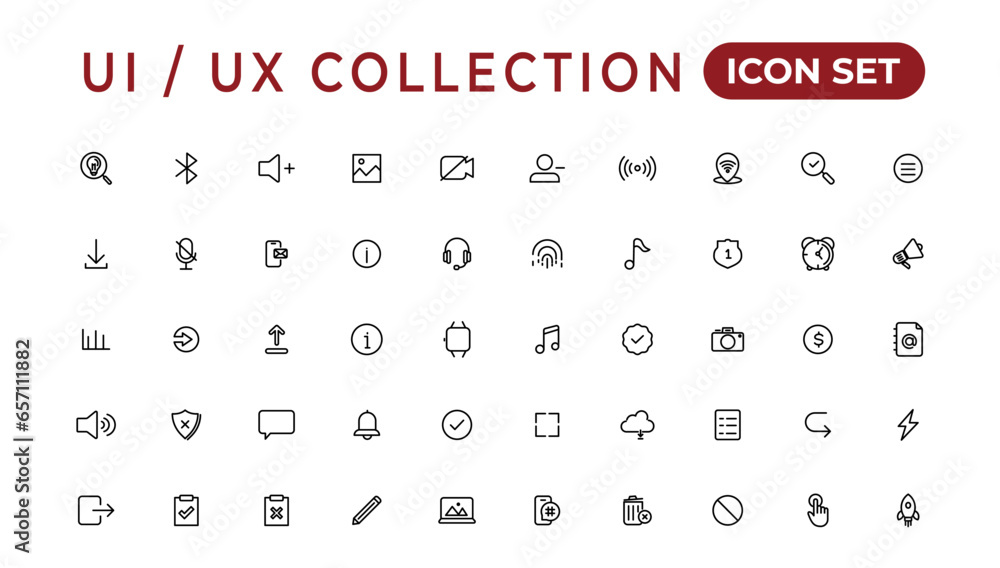 Aufkleber mega set of ui ux icon set, user interface iconset collection.set of thin line web icon set, simple 