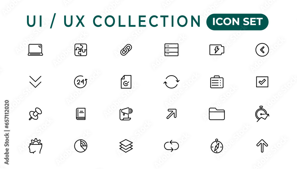 Poster mega set of ui ux icon set, user interface iconset collection.set of thin line web icon set, simple 