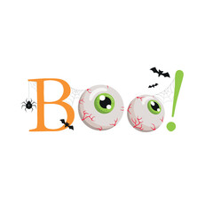 halloween  vector illustration with eyeballs, bats and spider